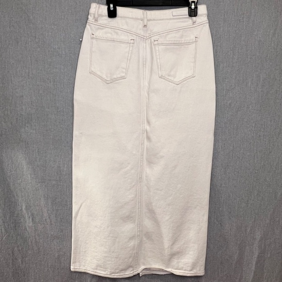 Blank NYC Ecru See You Again Denim High Rise Maxi Skirt 28 100% Cotton Slit 90s - Picture 6 of 13
